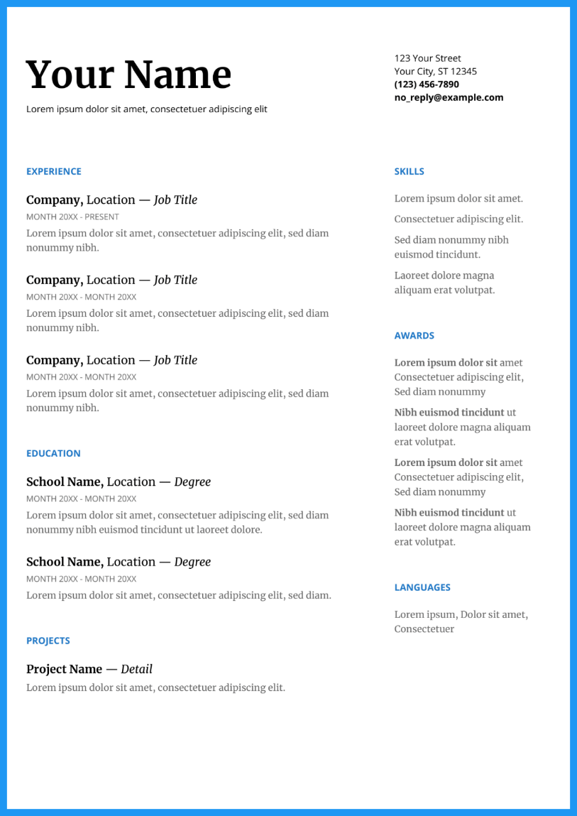 free word document resume templates download